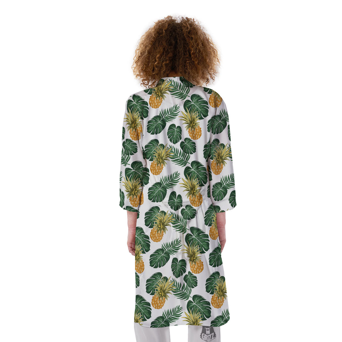 Hawaii Hibiscus Pineapple Print Pattern Kimono-grizzshop