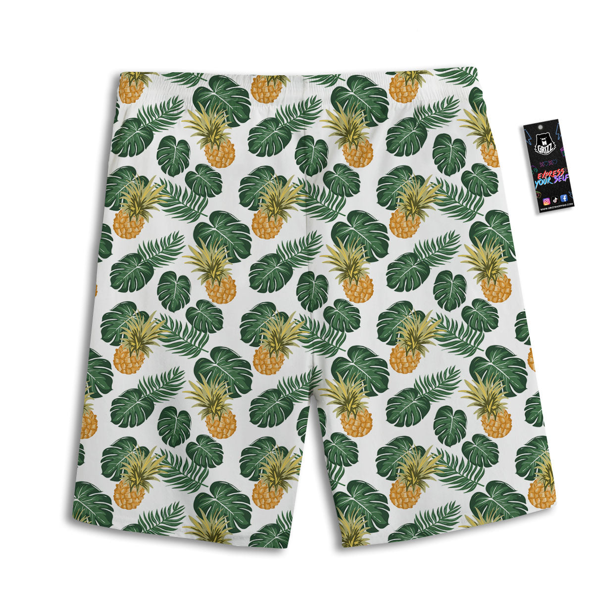 Hawaii Hibiscus Pineapple Print Pattern Men's Athletic Shorts