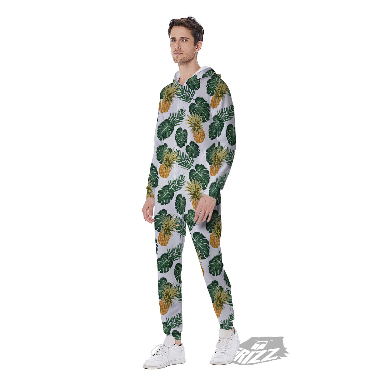 Hawaii Hibiscus Pineapple Print Pattern Men's Jumpsuit-grizzshop