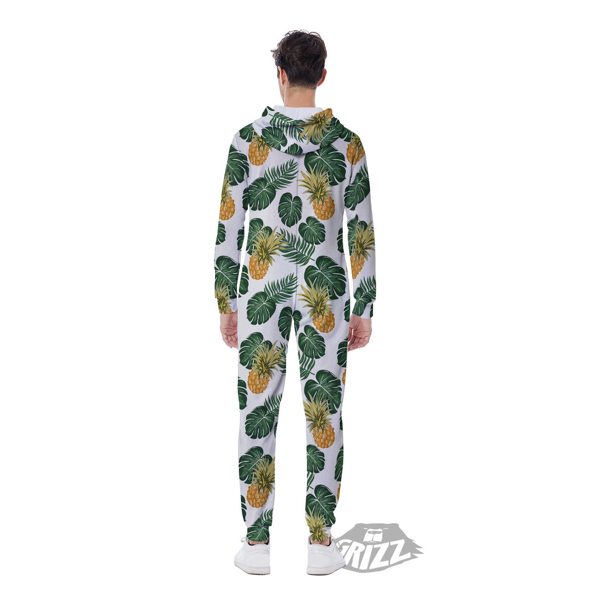 Hawaii Hibiscus Pineapple Print Pattern Men's Jumpsuit-grizzshop
