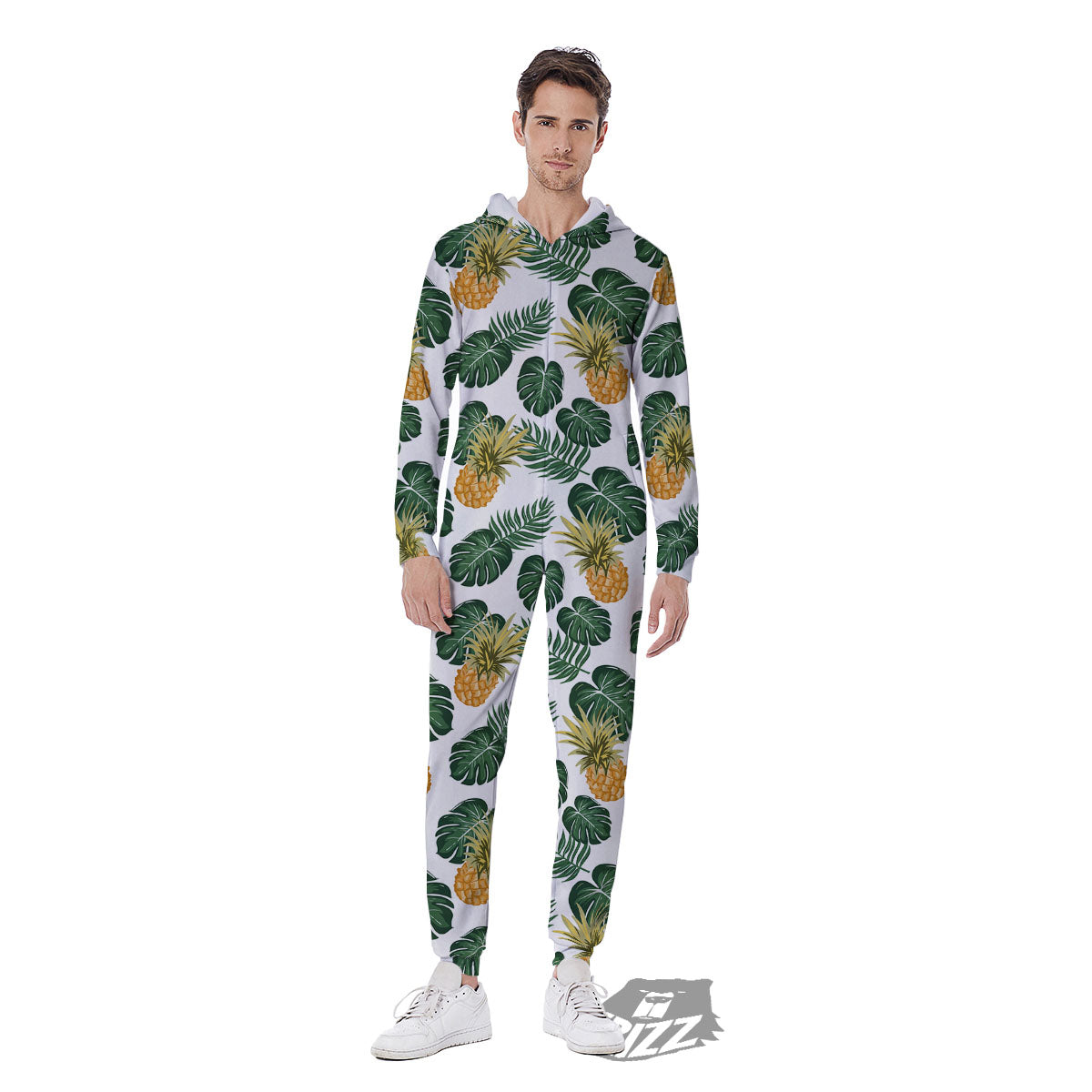 Hawaii Hibiscus Pineapple Print Pattern Men's Jumpsuit-grizzshop