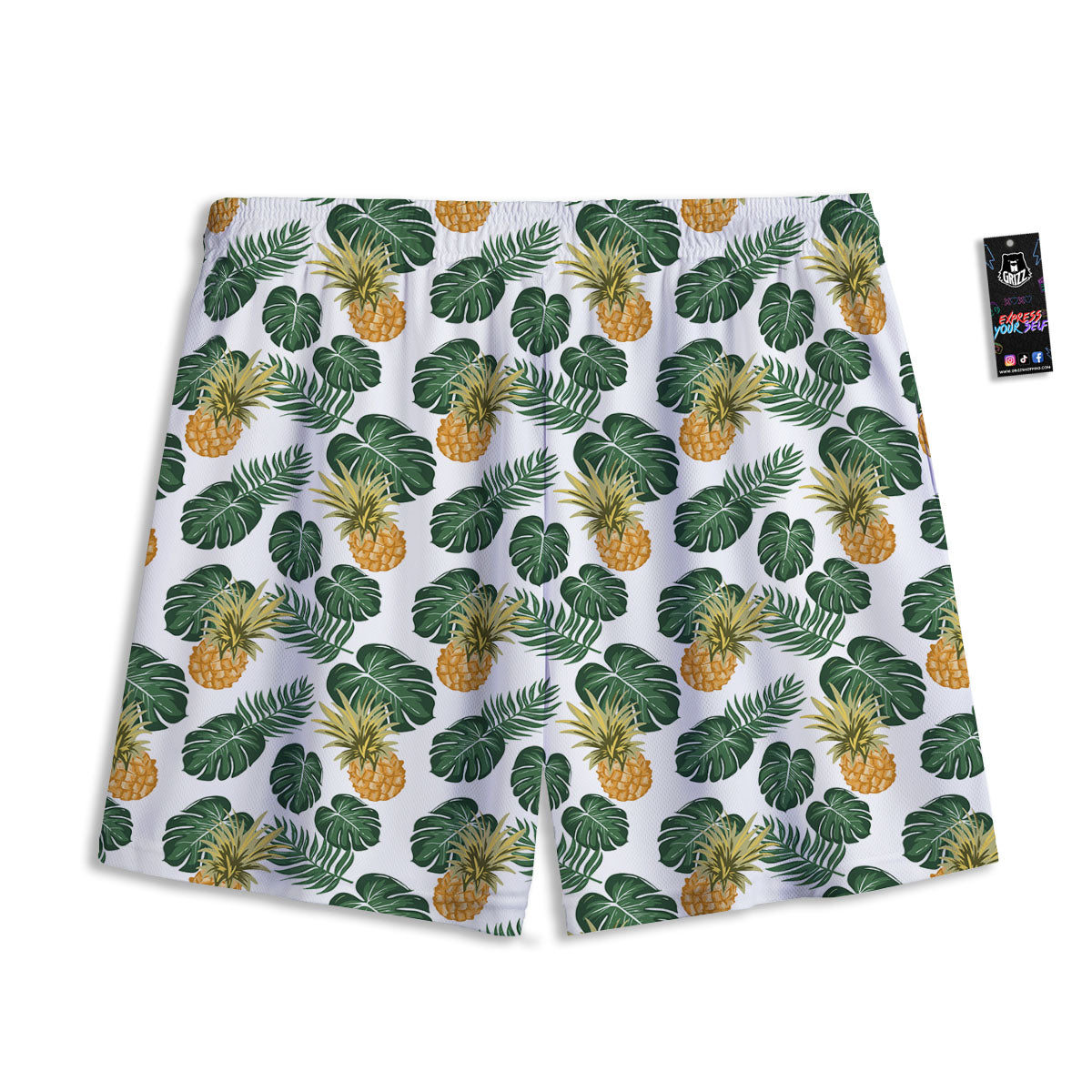 Hawaii Hibiscus Pineapple Print Pattern Mesh Shorts