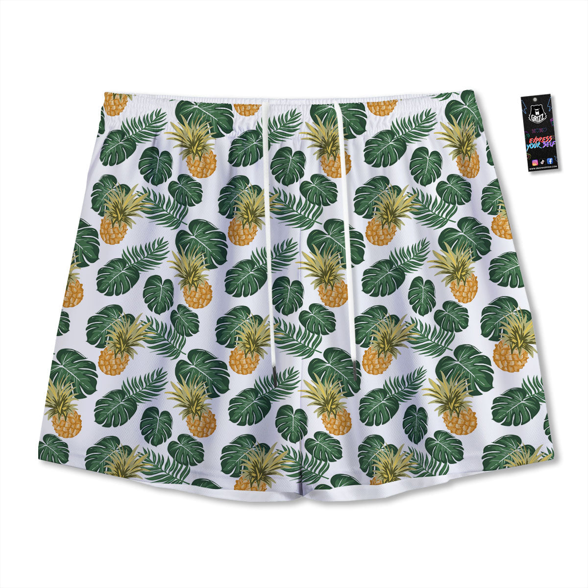 Hawaii Hibiscus Pineapple Print Pattern Mesh Shorts