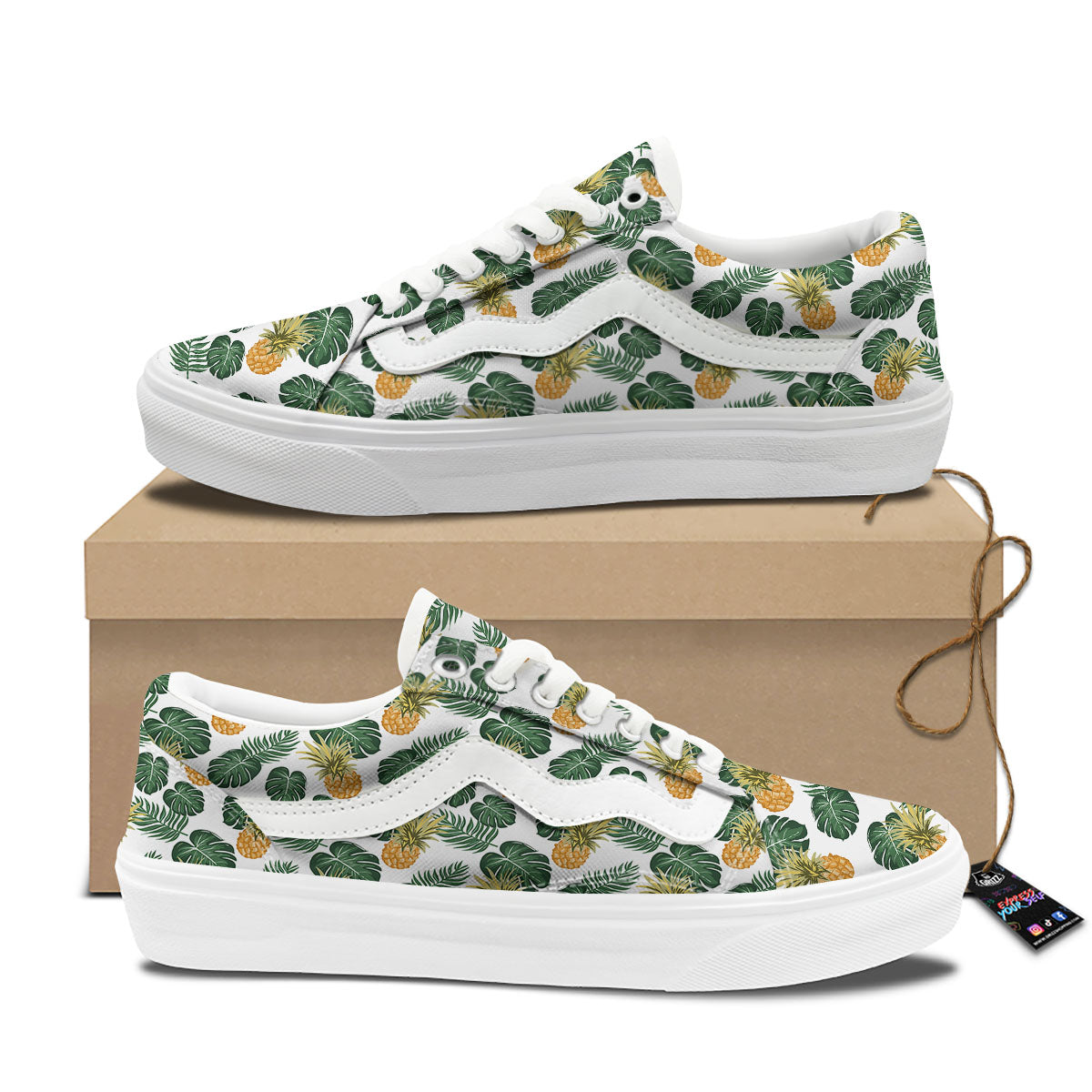 Hawaii Hibiscus Pineapple Print Pattern Skate Shoes-grizzshop