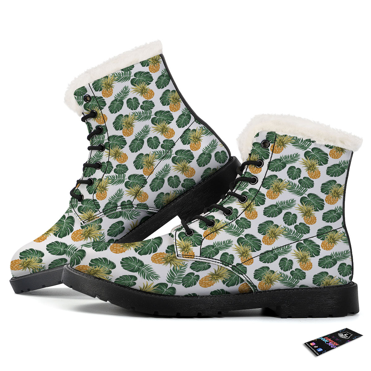 Hawaii Hibiscus Pineapple Print Pattern Winter Boots-grizzshop