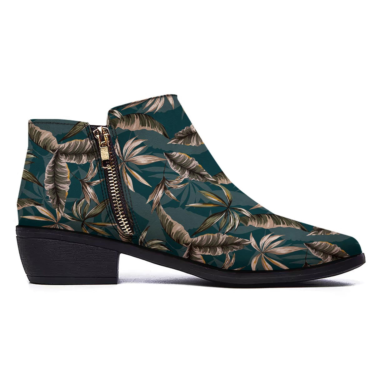 Hawaii Leaf Green Tropical Print Pattern Ankle Boots-grizzshop