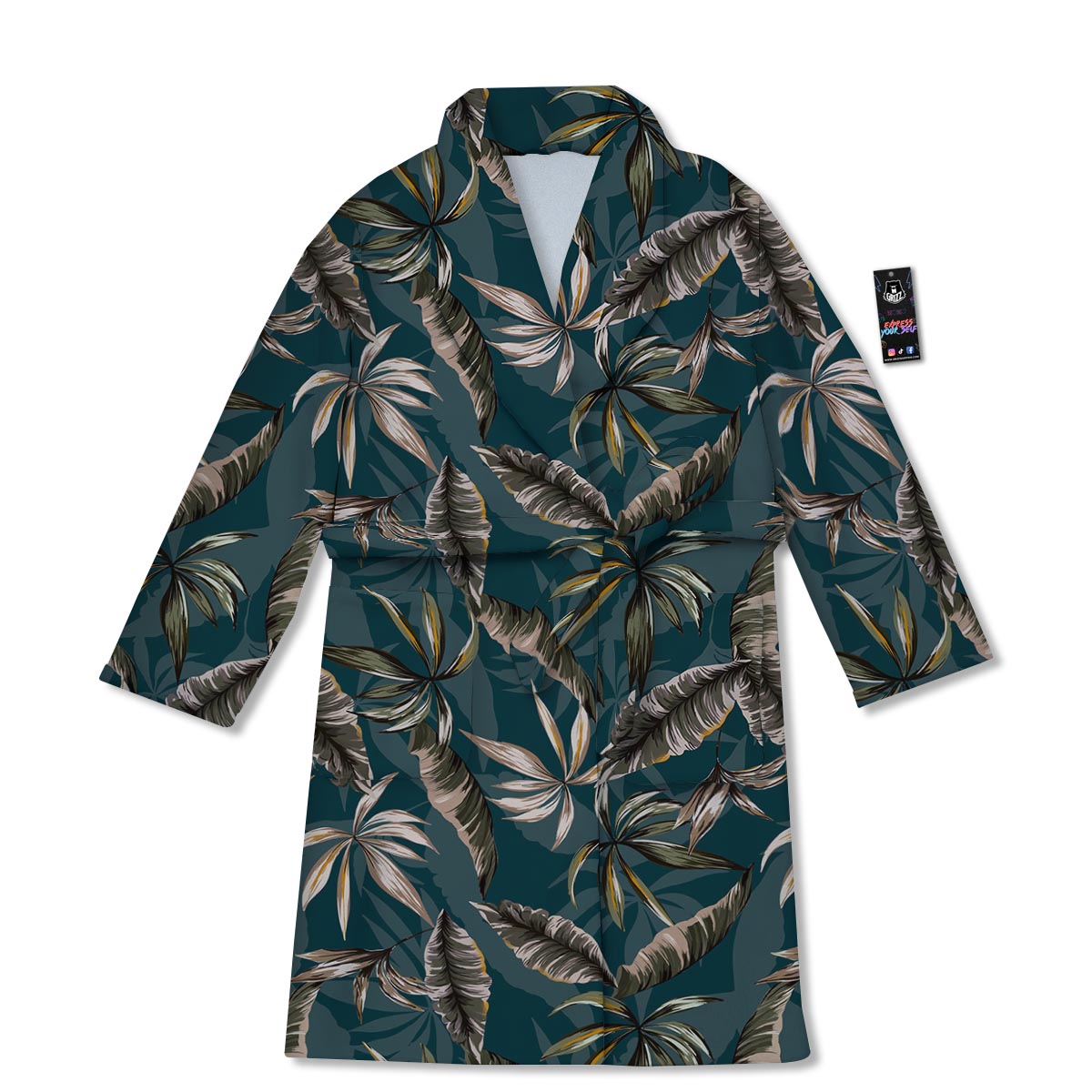 Hawaii Leaf Green Tropical Print Pattern Bathrobe-grizzshop