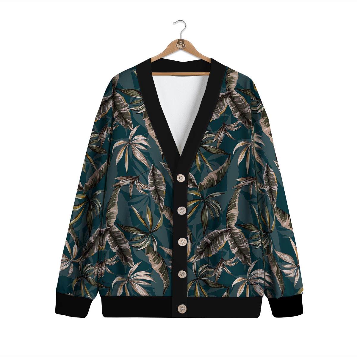 Hawaii Leaf Green Tropical Print Pattern Cardigan-grizzshop