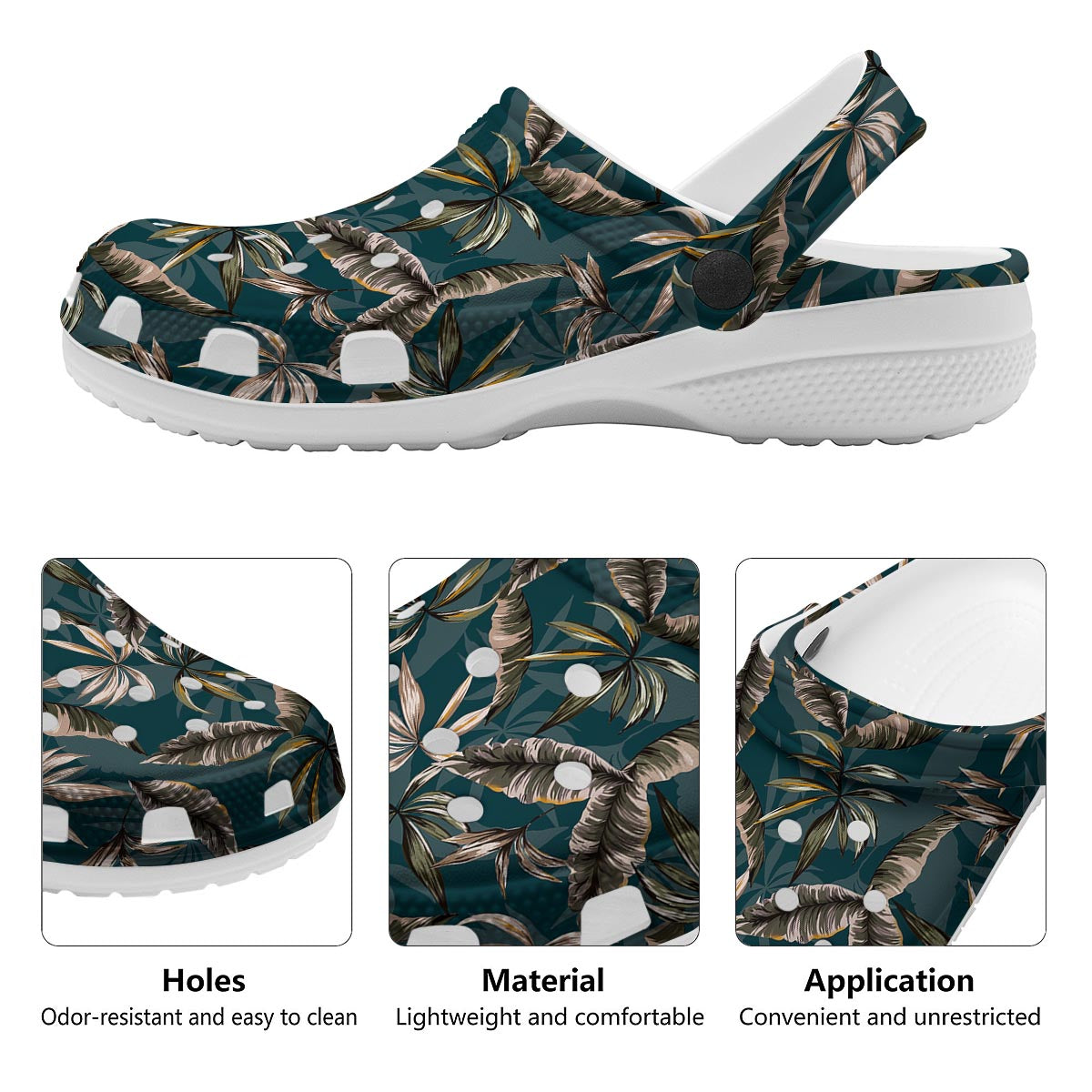Hawaii Leaf Green Tropical Print Pattern Clog-grizzshop