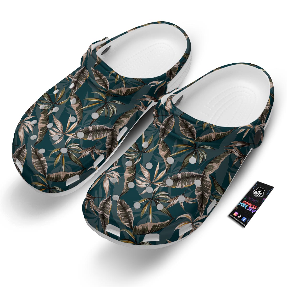 Hawaii Leaf Green Tropical Print Pattern Clog-grizzshop
