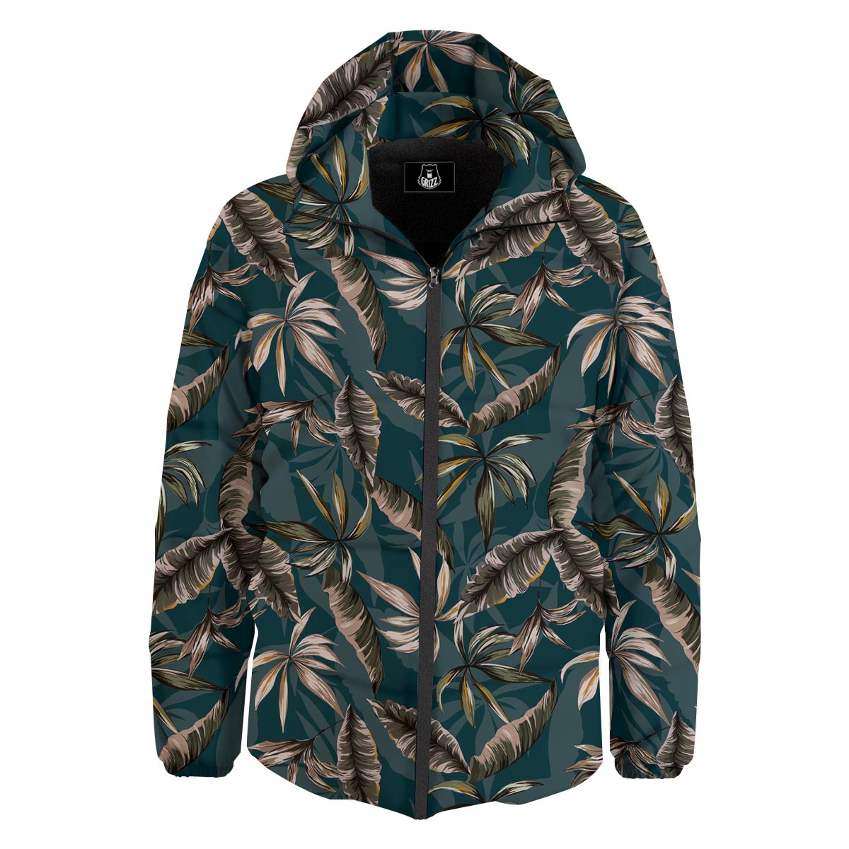 Hawaii Leaf Green Tropical Print Pattern Down Jacket-grizzshop