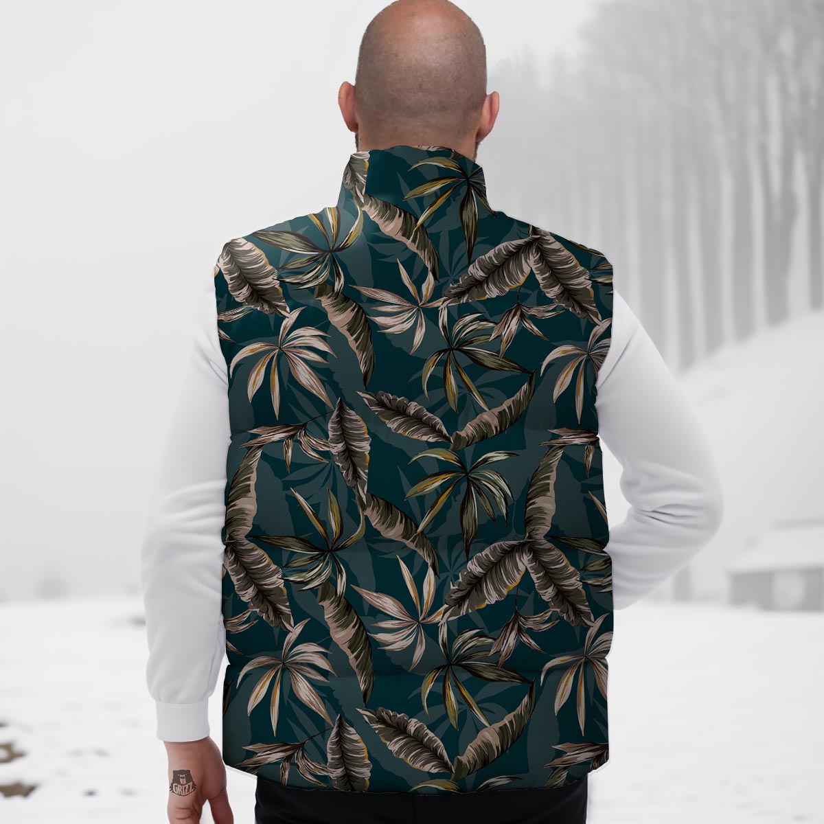 Hawaii Leaf Green Tropical Print Pattern Down Vest