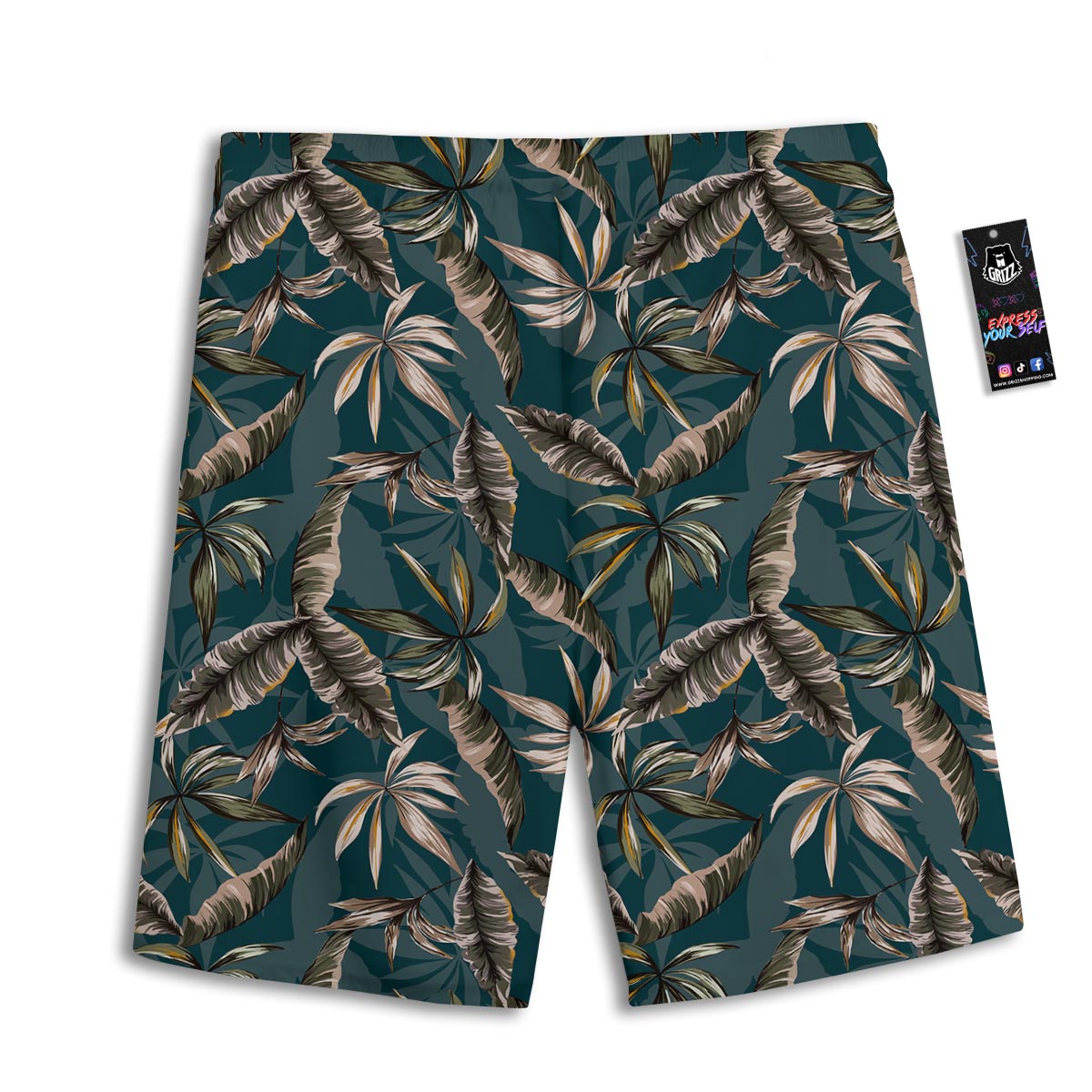 Hawaii Leaf Green Tropical Print Pattern Men's Athletic Shorts