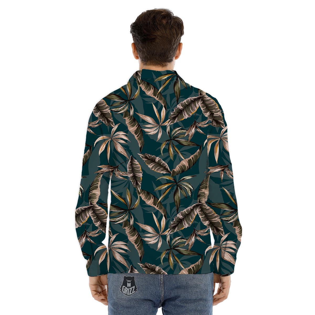 Hawaii Leaf Green Tropical Print Pattern Men's Dress Shirts-grizzshop