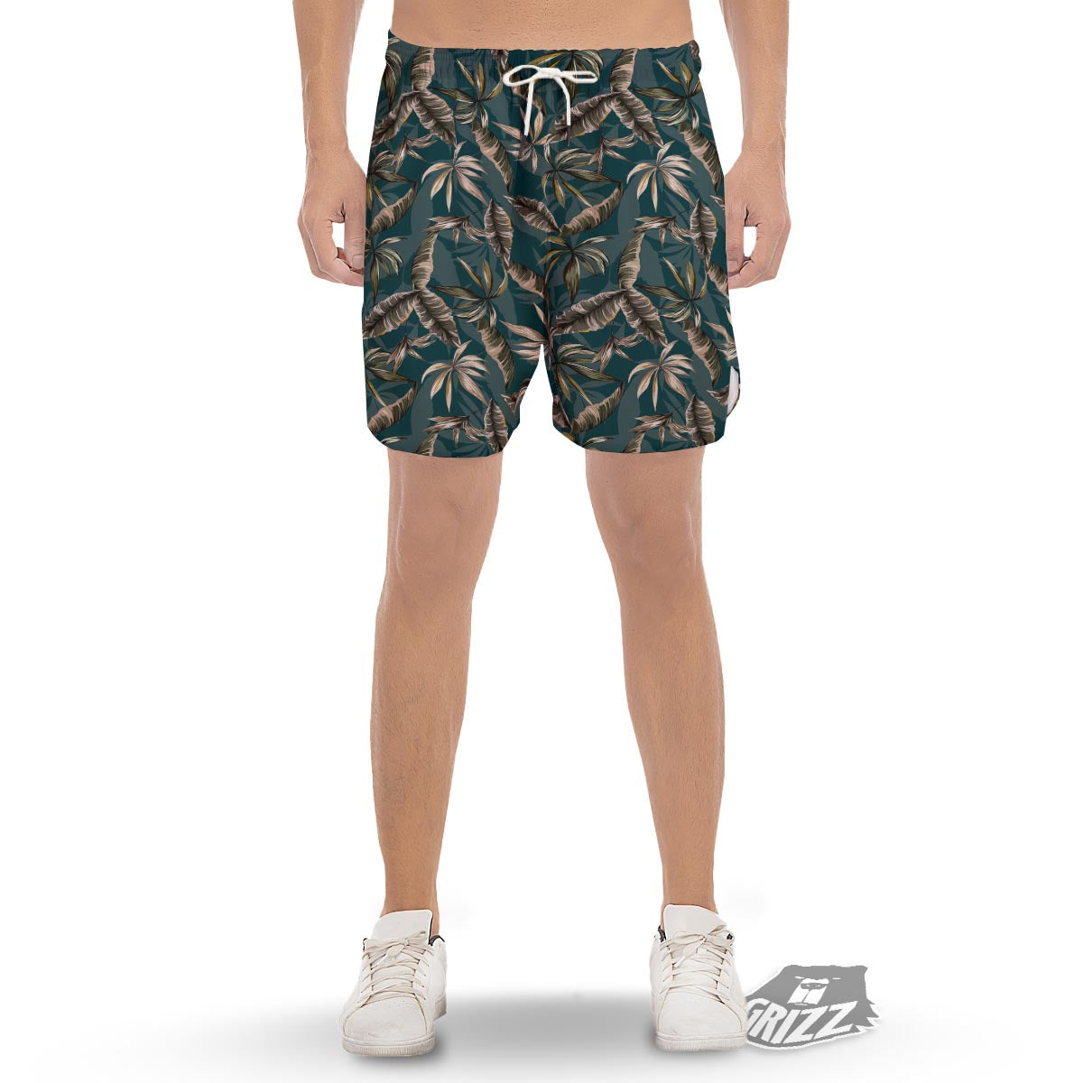 Hawaii Leaf Green Tropical Print Pattern Men's Gym Shorts-grizzshop