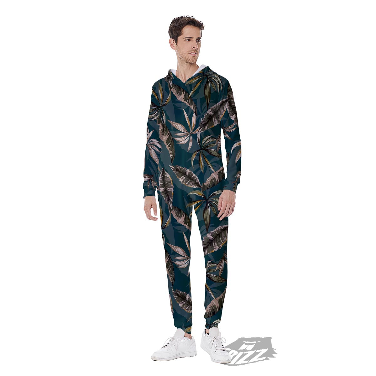 Hawaii Leaf Green Tropical Print Pattern Men's Jumpsuit-grizzshop