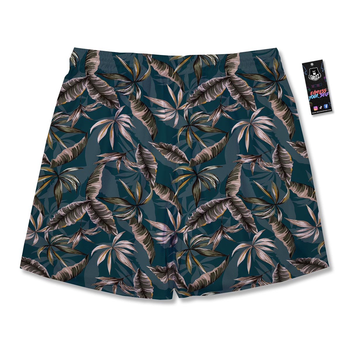 Hawaii Leaf Green Tropical Print Pattern Men's Running Shorts-grizzshop
