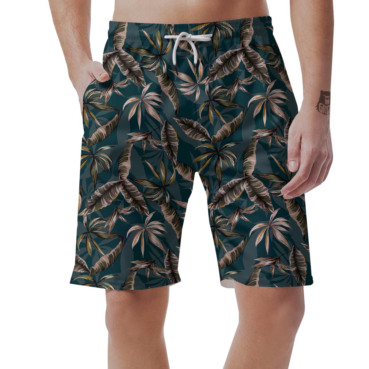 Hawaii Leaf Green Tropical Print Pattern Men's Shorts-grizzshop