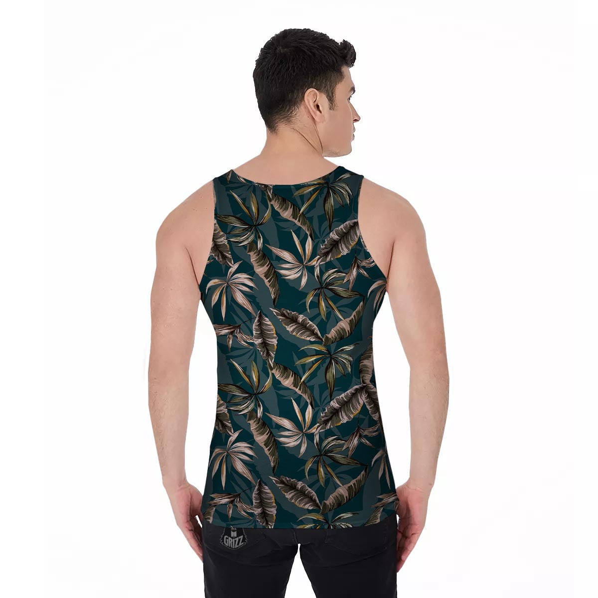 Hawaii Leaf Green Tropical Print Pattern Men's Tank Top-grizzshop