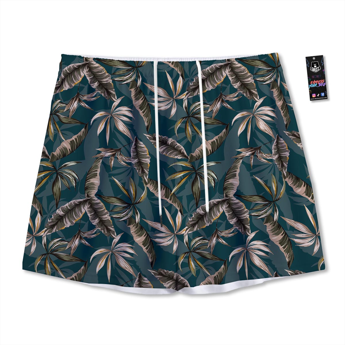 Hawaii Leaf Green Tropical Print Pattern Mesh Shorts