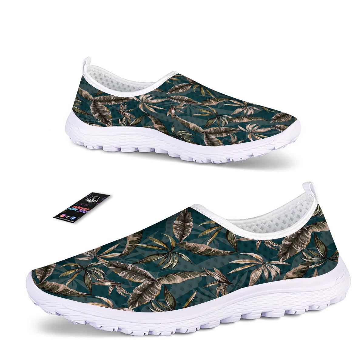 Hawaii Leaf Green Tropical Print Pattern Nurse Shoes-grizzshop