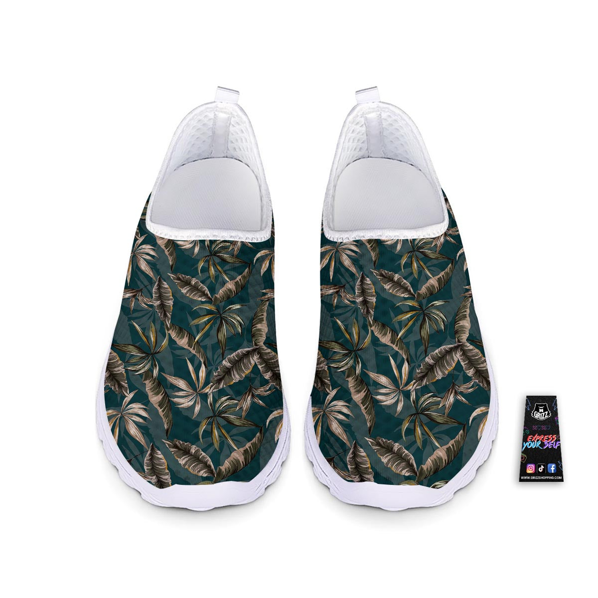 Hawaii Leaf Green Tropical Print Pattern Nurse Shoes-grizzshop