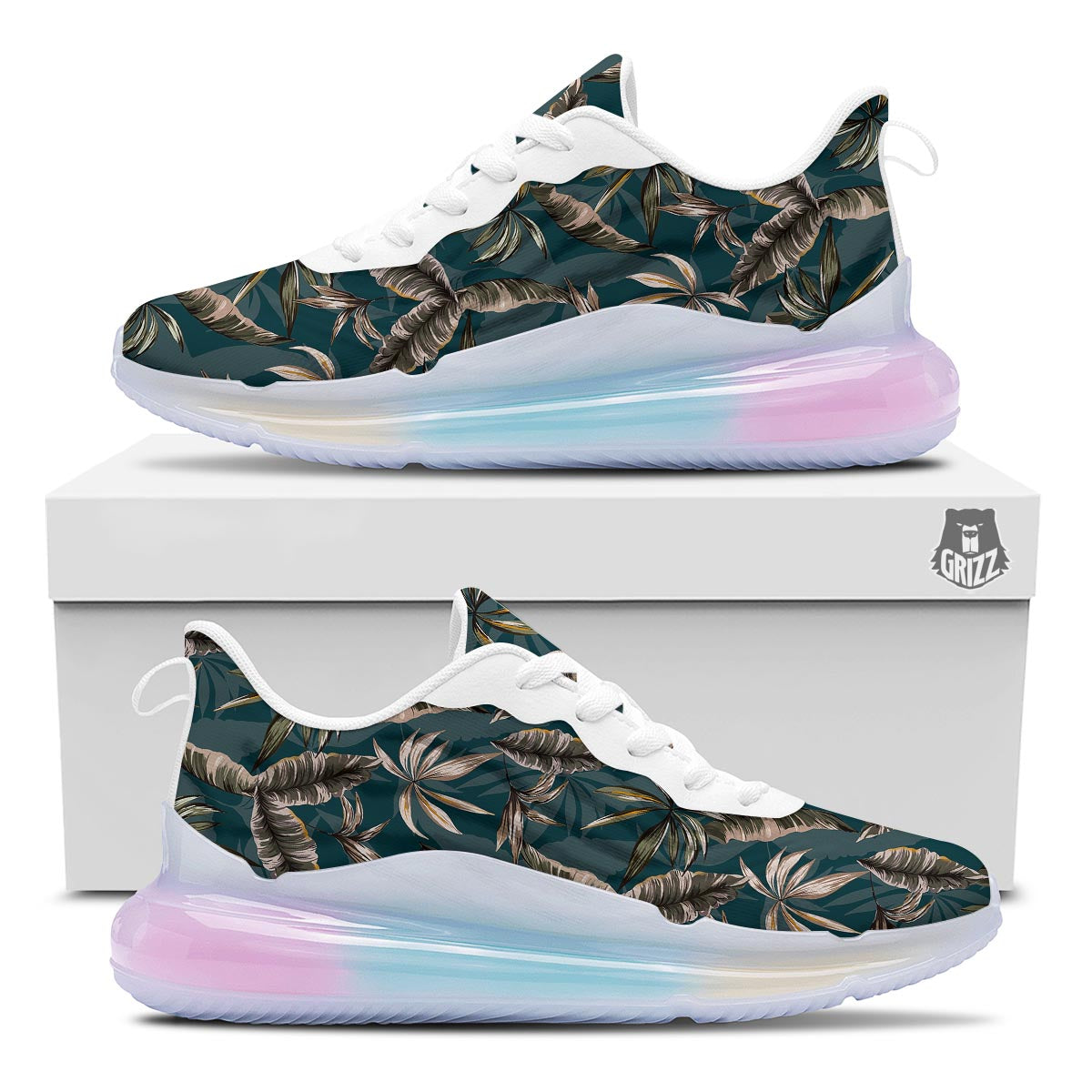 Hawaii Leaf Green Tropical Print Pattern Running Sneakers-grizzshop