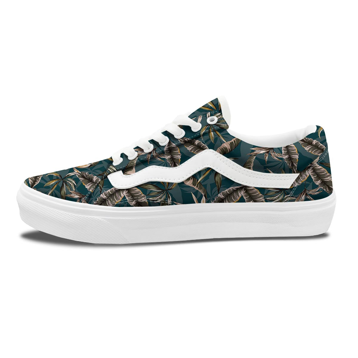 Hawaii Leaf Green Tropical Print Pattern Skate Shoes-grizzshop