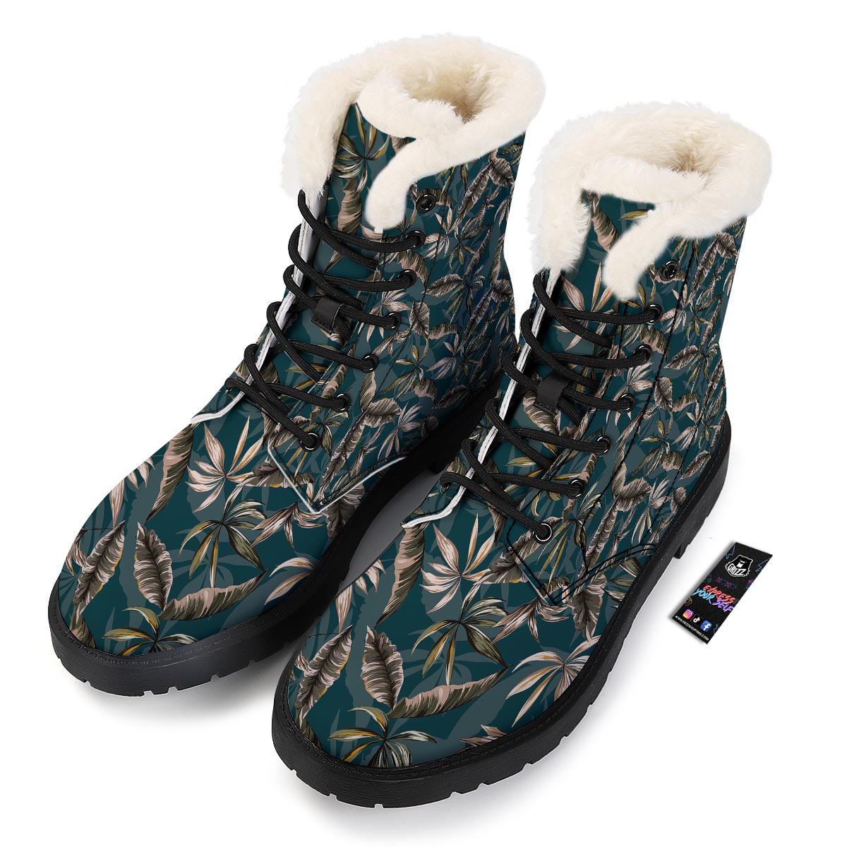 Hawaii Leaf Green Tropical Print Pattern Winter Boots-grizzshop
