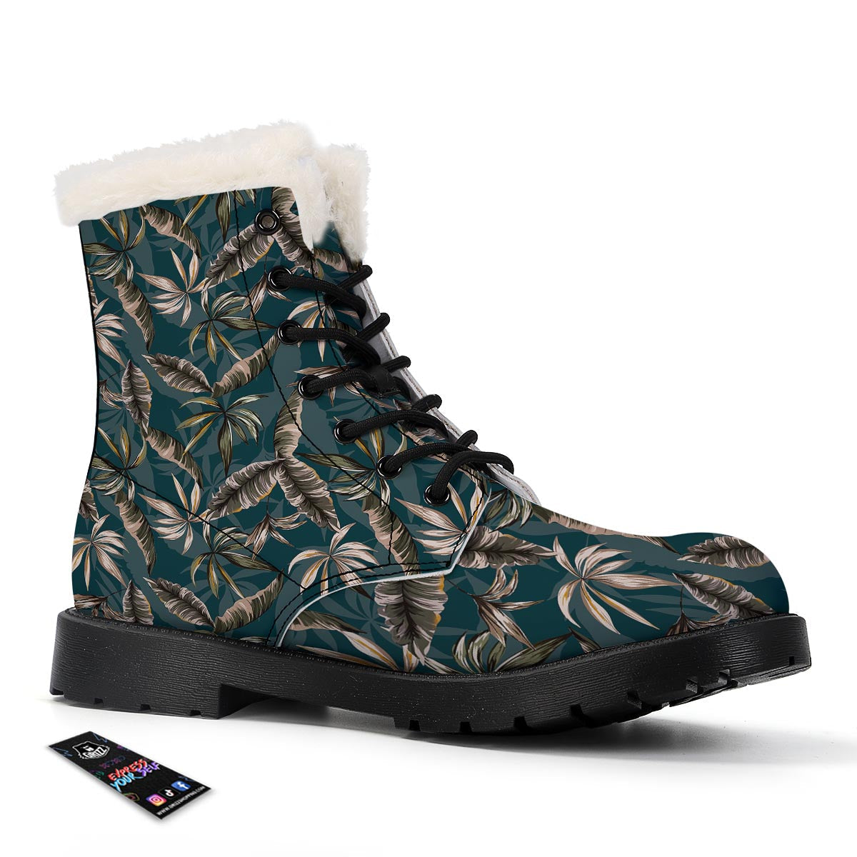 Hawaii Leaf Green Tropical Print Pattern Winter Boots-grizzshop