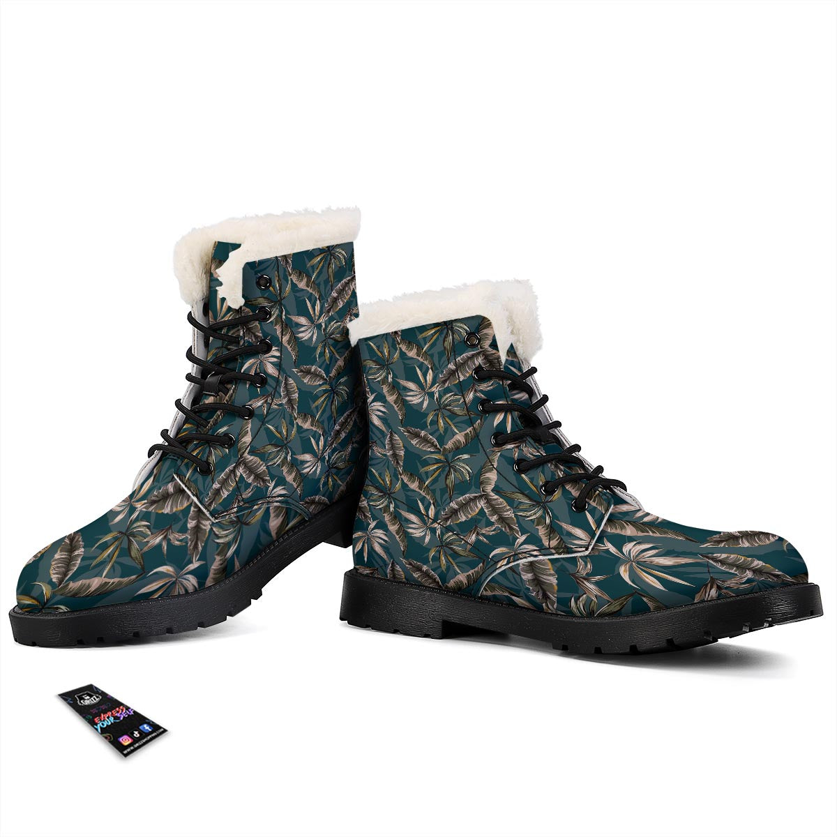 Hawaii Leaf Green Tropical Print Pattern Winter Boots-grizzshop