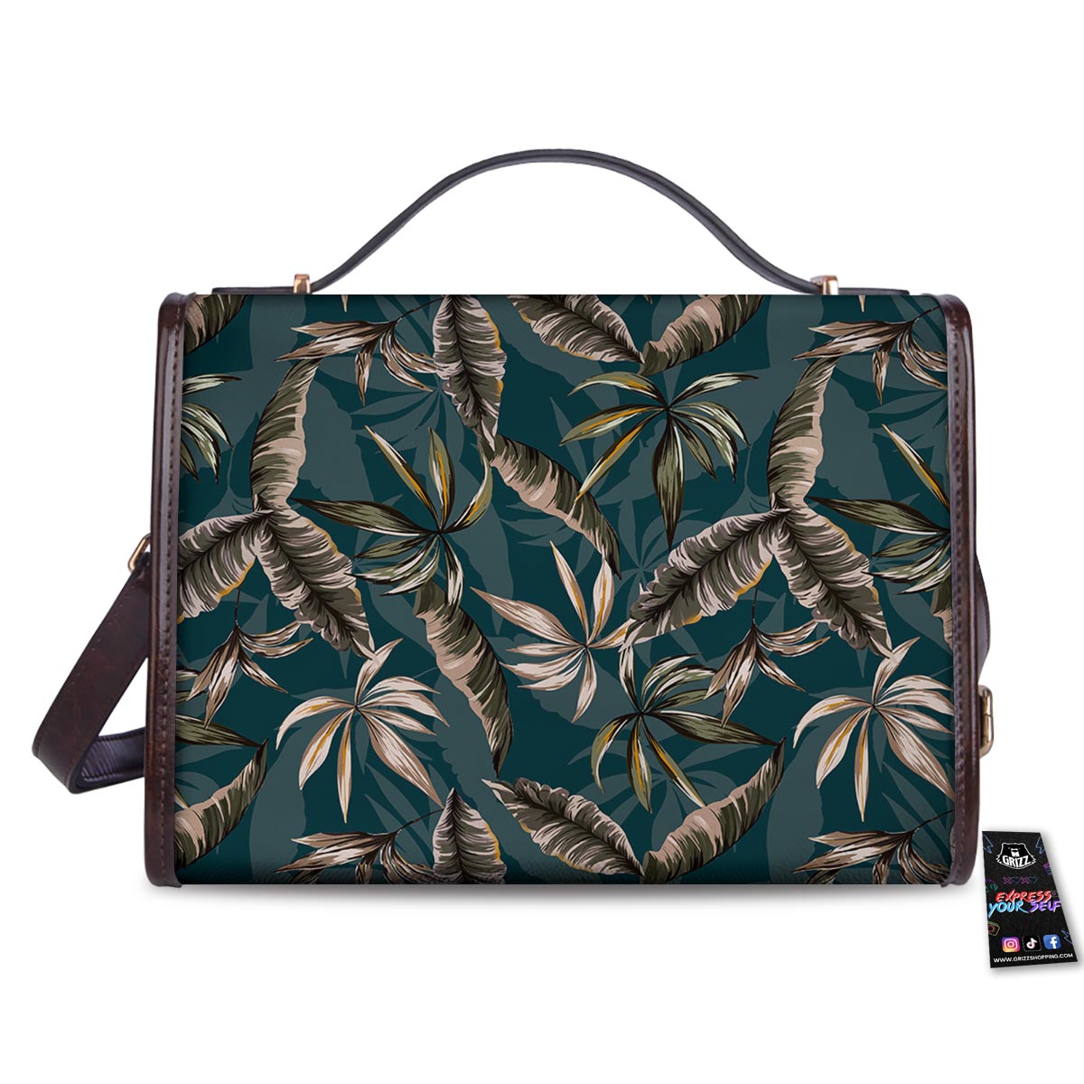 Hawaii Leaf Green Tropical Print Pattern Women's Satchel Bag-grizzshop