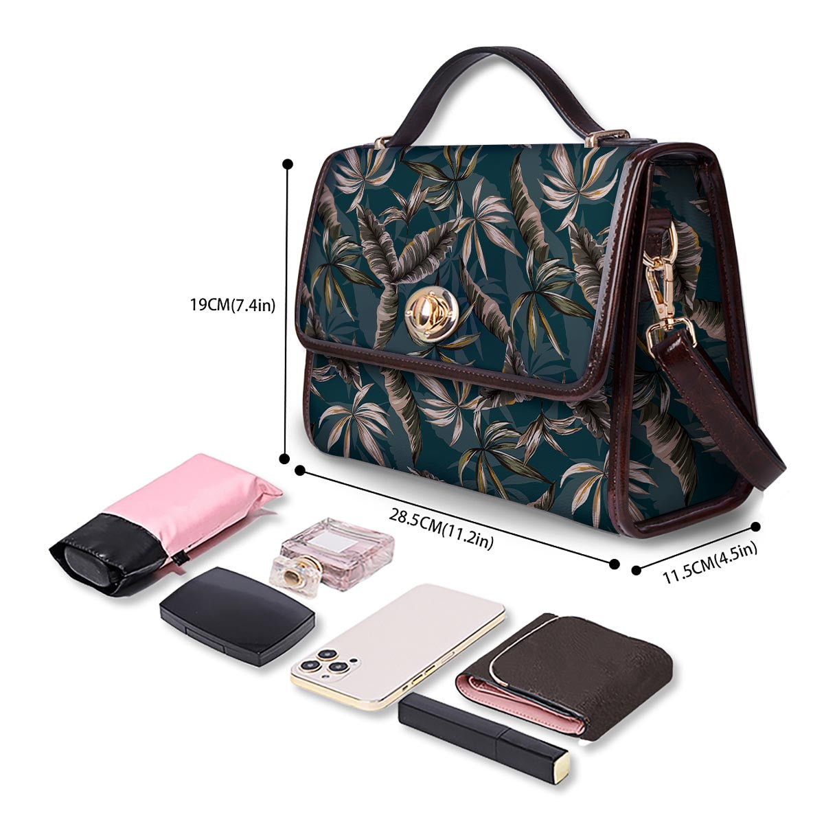 Hawaii Leaf Green Tropical Print Pattern Women's Satchel Bag-grizzshop