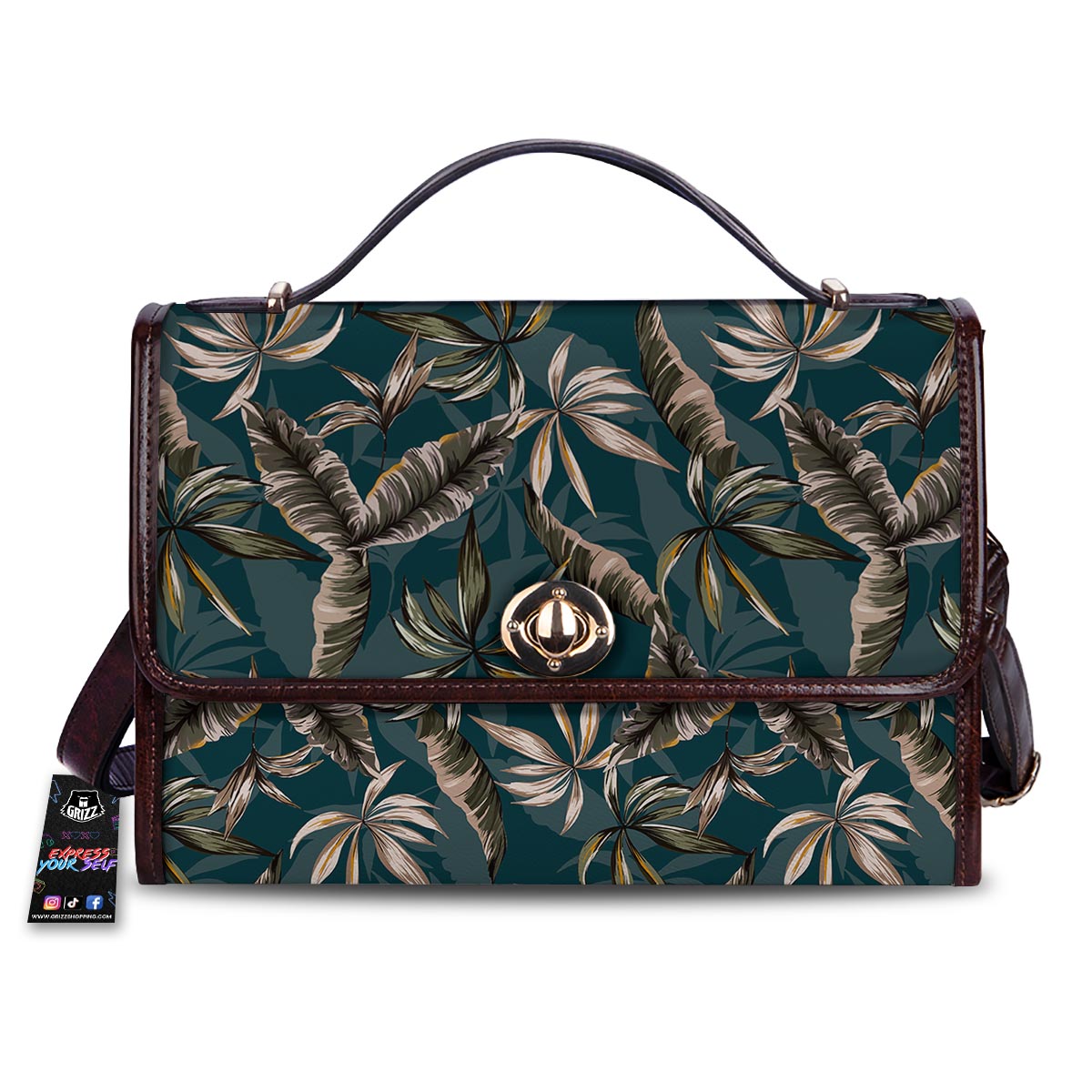 Hawaii Leaf Green Tropical Print Pattern Women's Satchel Bag-grizzshop