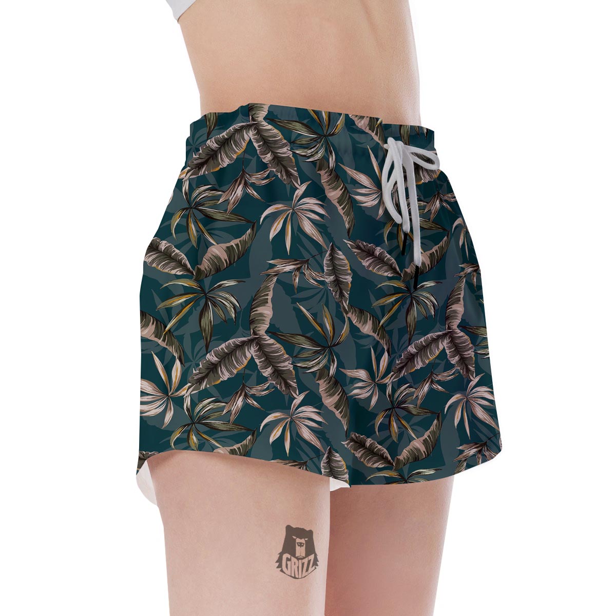 Hawaii Leaf Green Tropical Print Pattern Women's Shorts-grizzshop