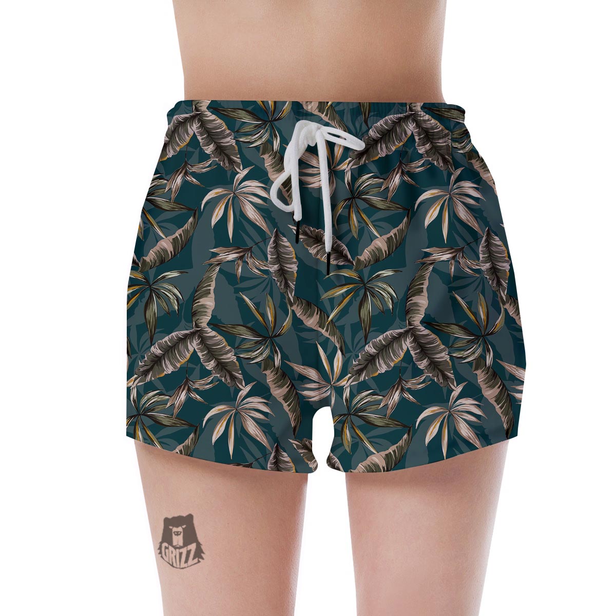 Hawaii Leaf Green Tropical Print Pattern Women's Shorts-grizzshop
