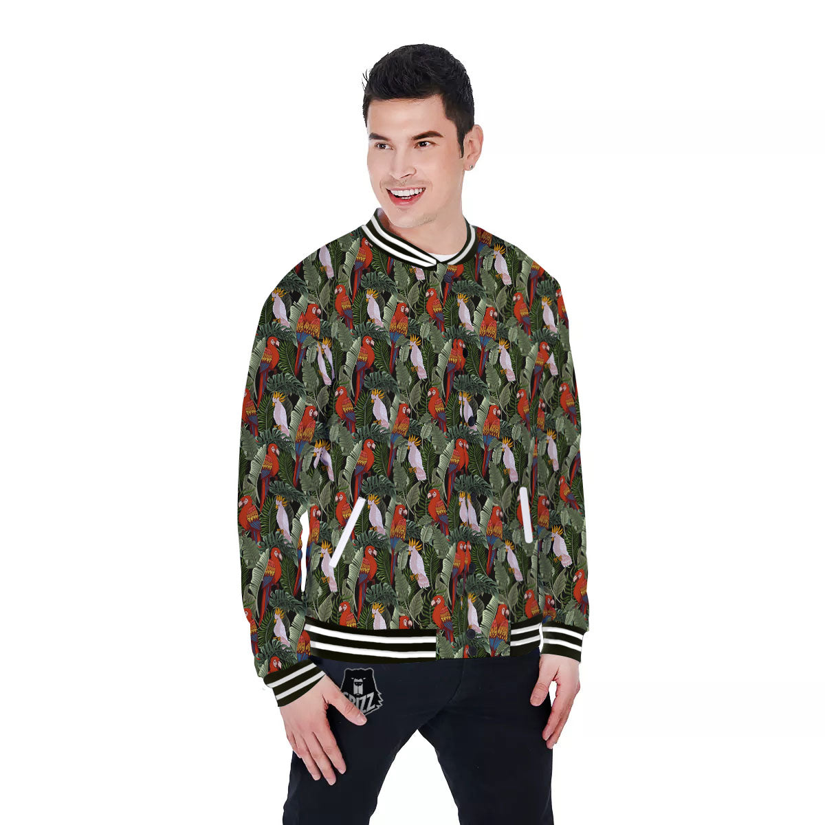 Hawaii Leaf Parrot Banana Print Pattern Baseball Jacket-grizzshop