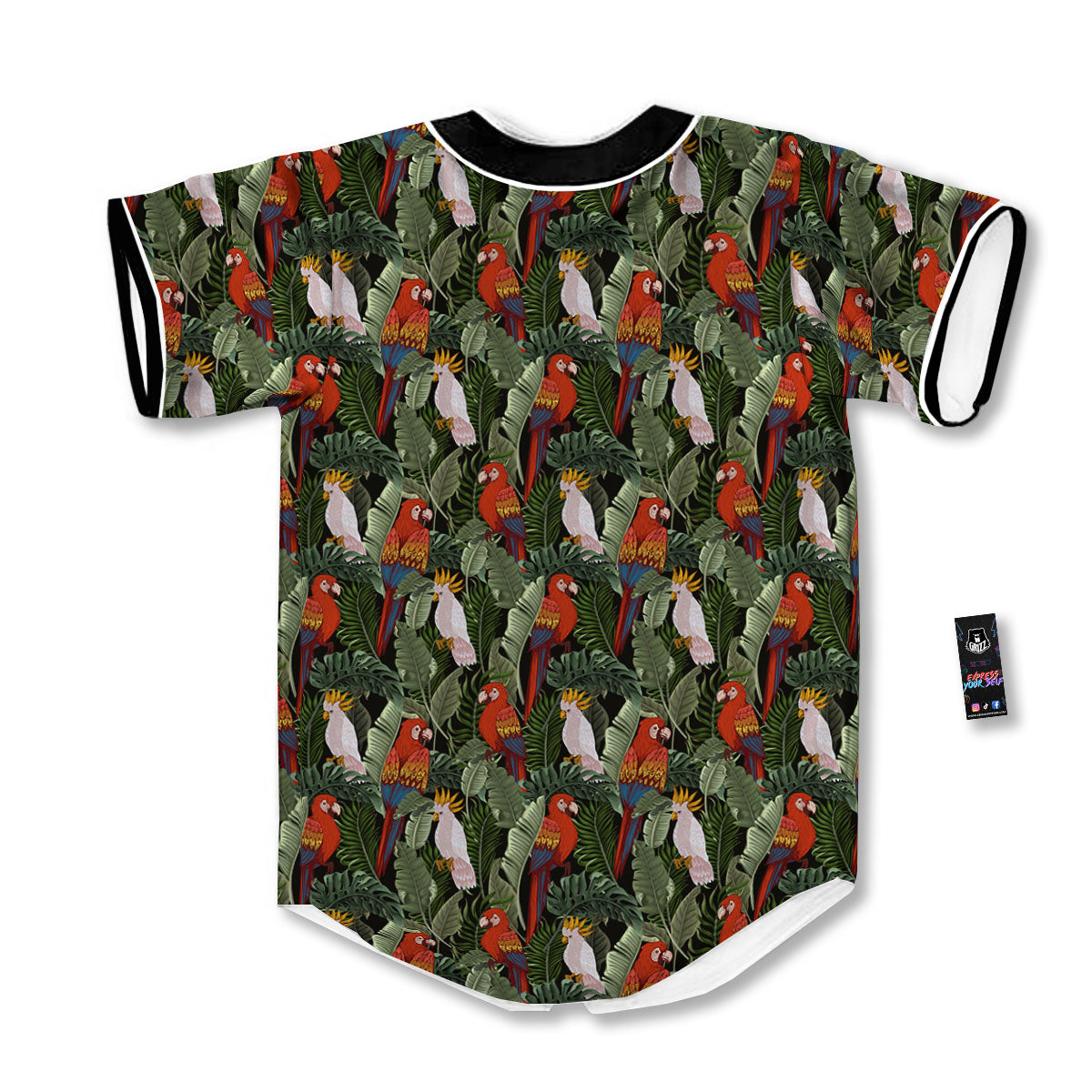 Hawaii Leaf Parrot Banana Print Pattern Baseball Jersey-grizzshop