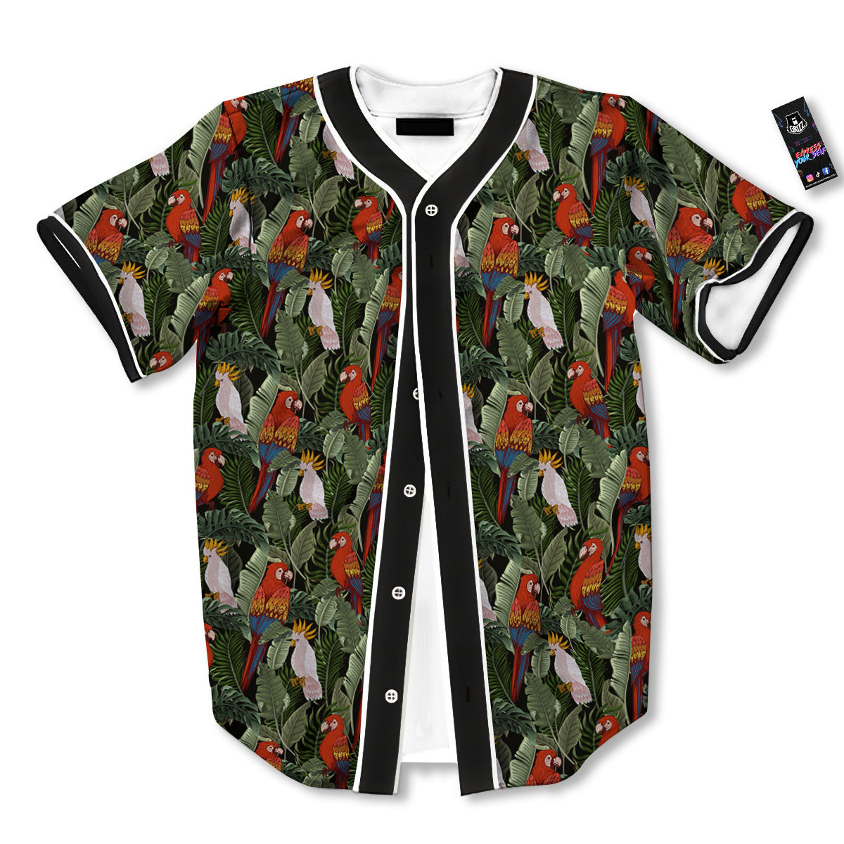 Hawaii Leaf Parrot Banana Print Pattern Baseball Jersey-grizzshop