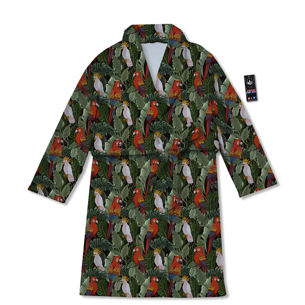 Hawaii Leaf Parrot Banana Print Pattern Bathrobe-grizzshop
