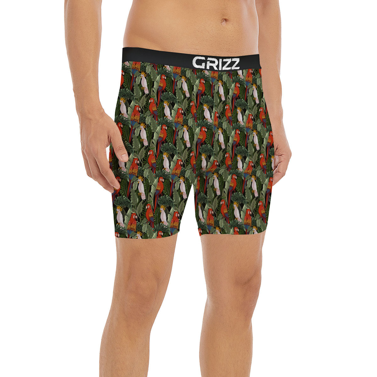 Hawaii Leaf Parrot Banana Print Pattern Boxer Briefs-grizzshop