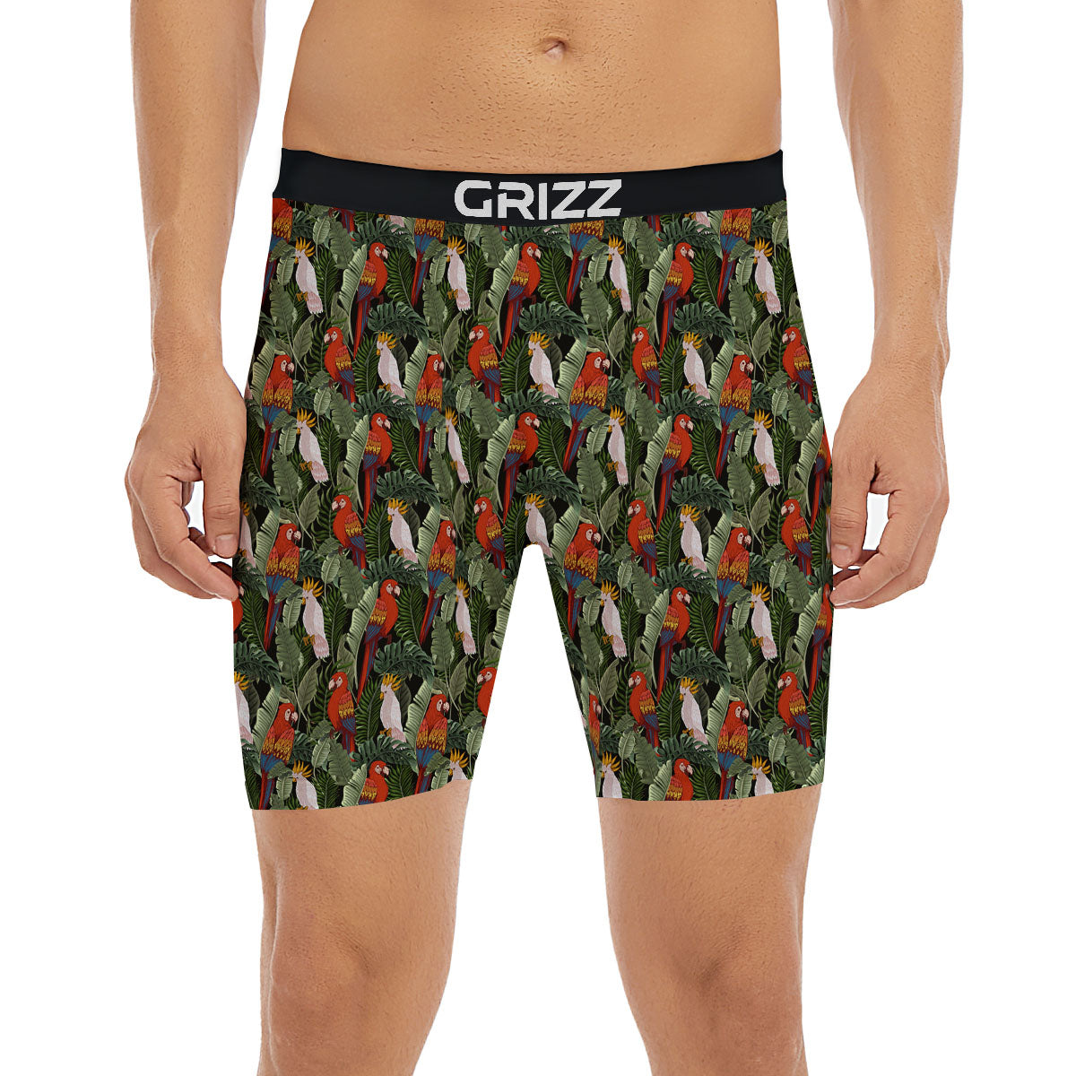 Hawaii Leaf Parrot Banana Print Pattern Boxer Briefs-grizzshop