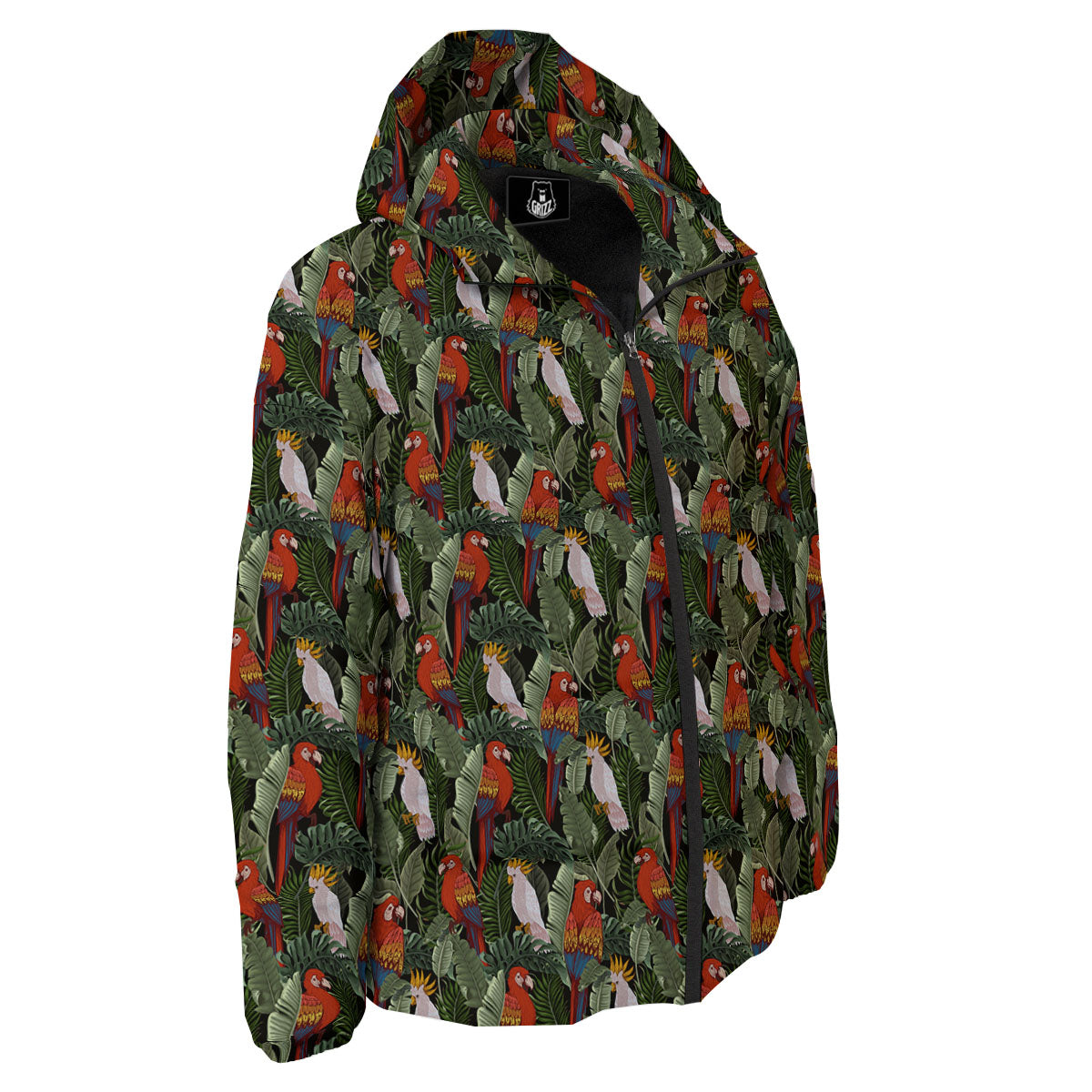 Hawaii Leaf Parrot Banana Print Pattern Down Jacket-grizzshop