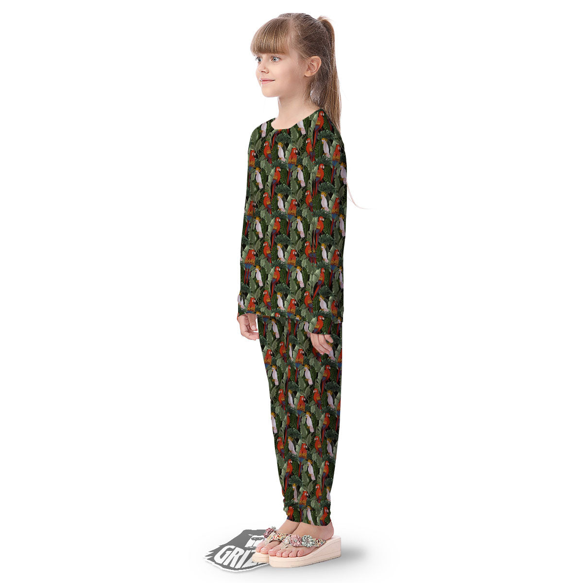 Hawaii Leaf Parrot Banana Print Pattern Kid's Pajamas-grizzshop