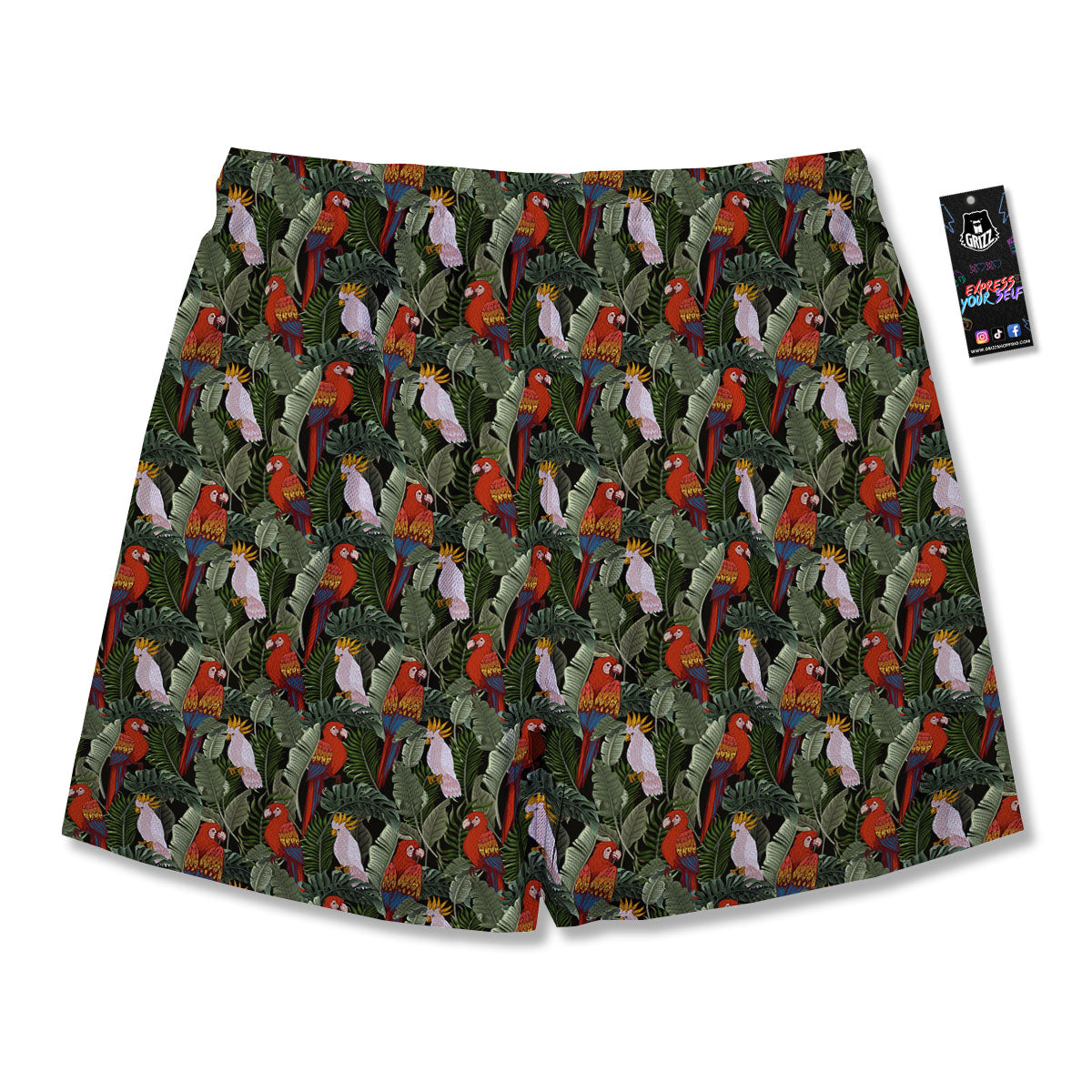 Hawaii Leaf Parrot Banana Print Pattern Men's Running Shorts-grizzshop
