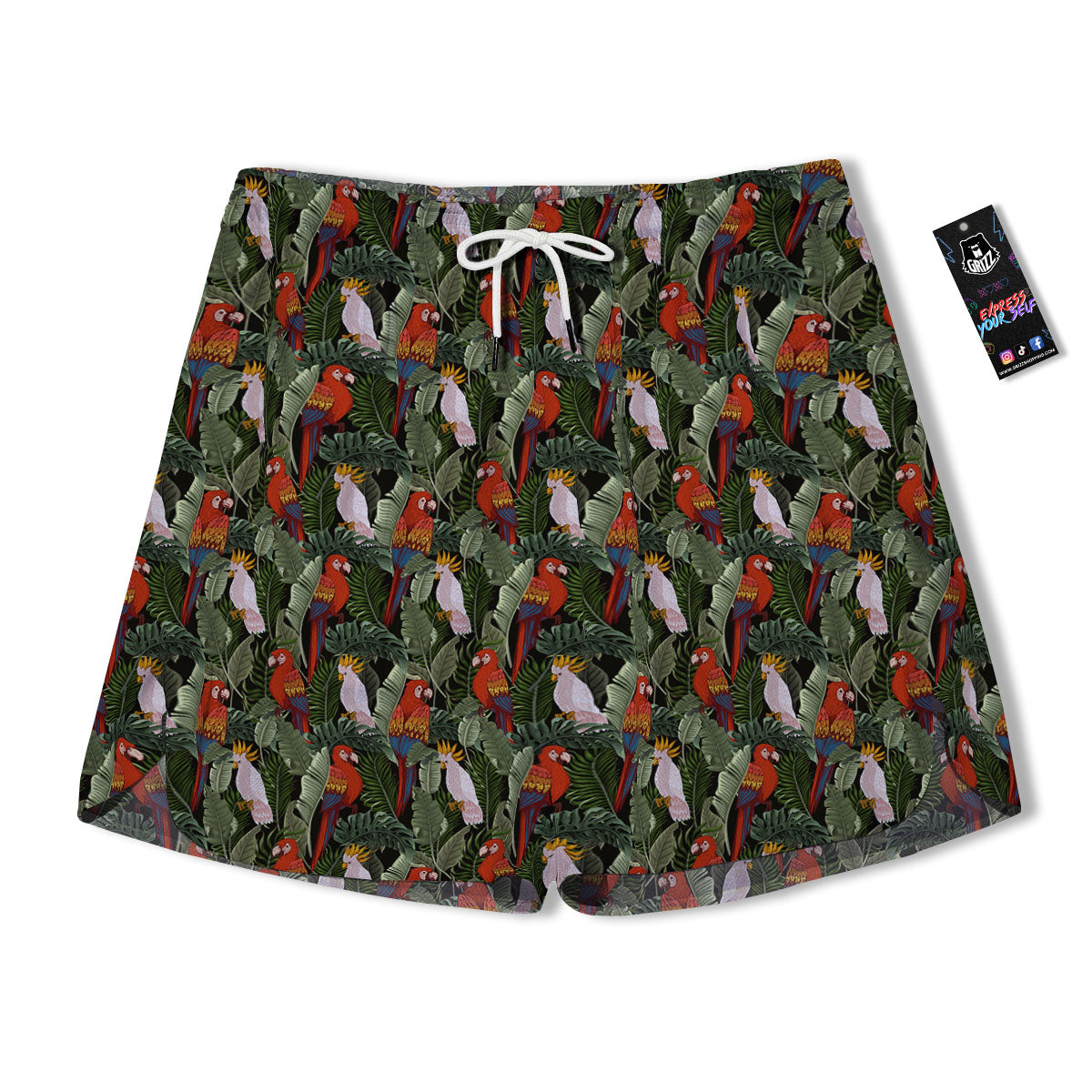Hawaii Leaf Parrot Banana Print Pattern Men's Running Shorts-grizzshop