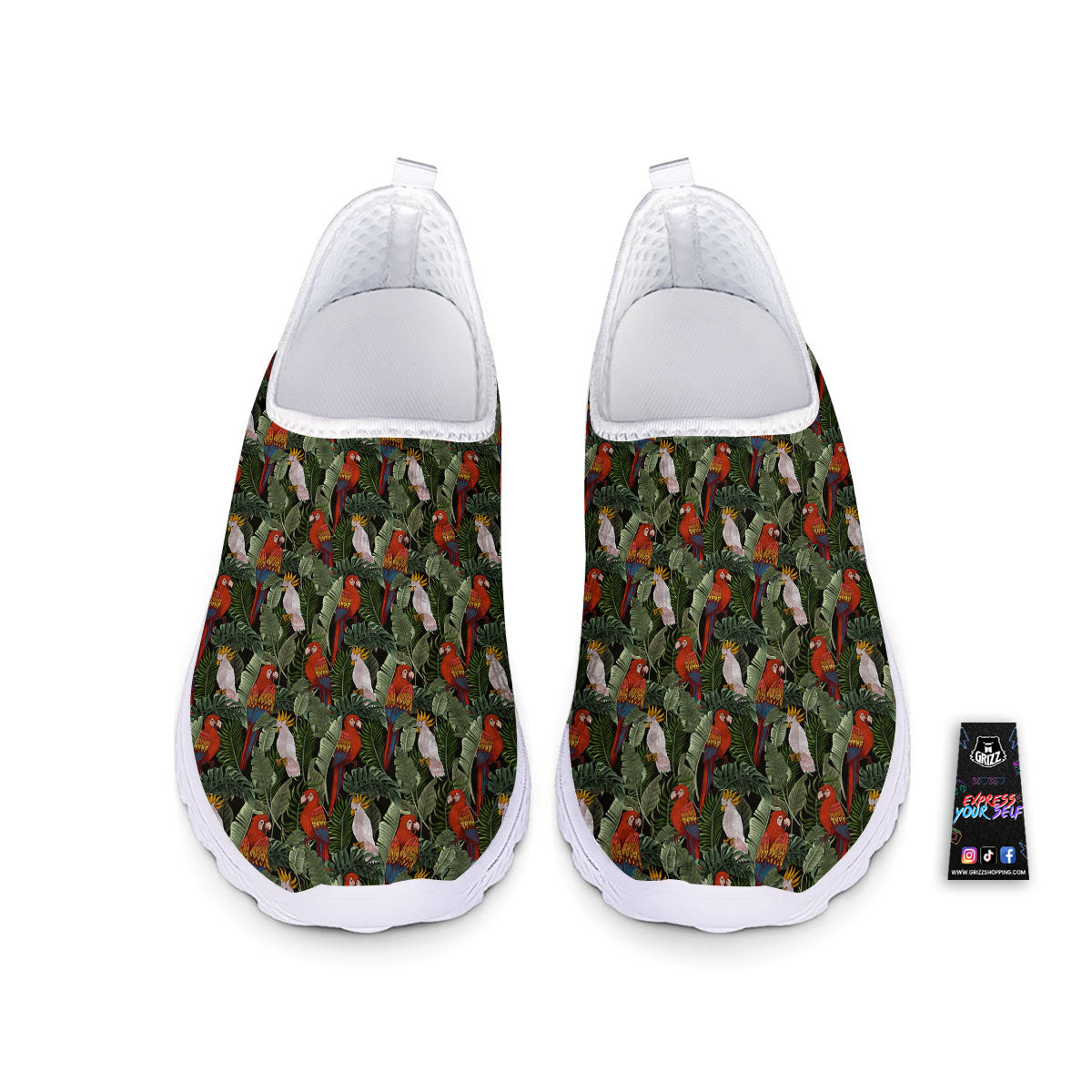 Hawaii Leaf Parrot Banana Print Pattern Nurse Shoes-grizzshop