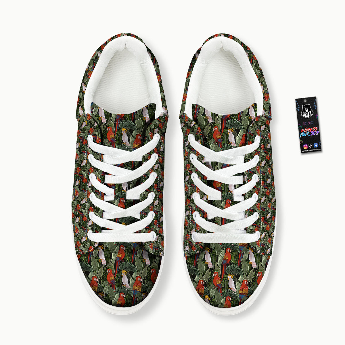 Hawaii Leaf Parrot Banana Print Pattern Platform Shoes-grizzshop