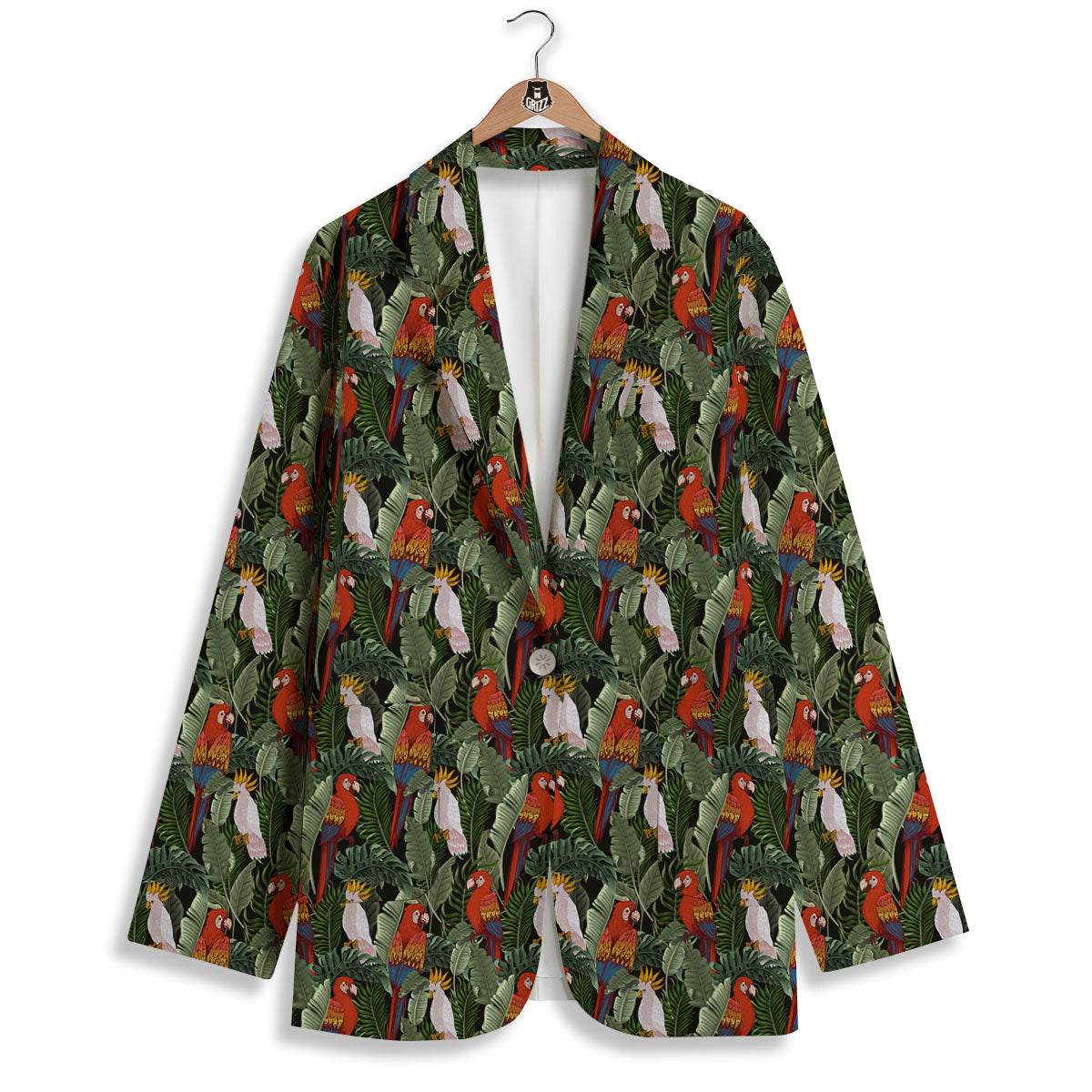 Hawaii Leaf Parrot Banana Print Pattern Women's Blazer-grizzshop