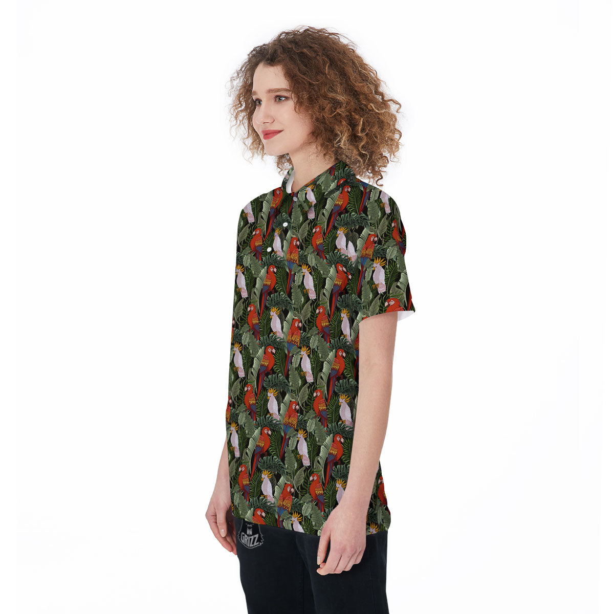 Hawaii Leaf Parrot Banana Print Pattern Women's Golf Shirts-grizzshop